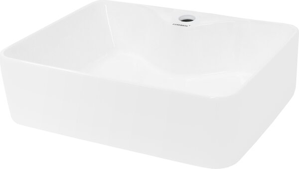 LuxeBath Lavabo Lavabo da appoggio, quadrato, 48x38x14 cm, bianco, Vetroceramica