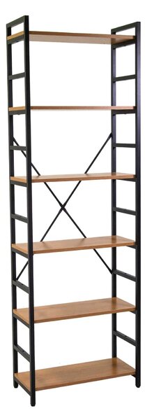 Libreria 6 ripiani 60x28xh184,5 cm in Metallo e Legno Achille Naturale