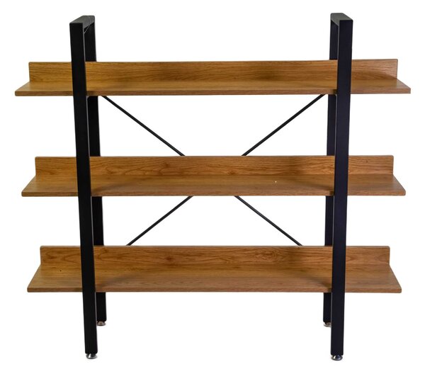 Libreria 3 ripiani 120x28xh108 cm in Metallo e Legno Achille Naturale