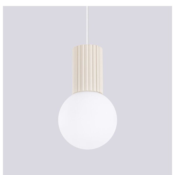 Lampadario color crema con paralume in vetro ø 12 cm Orbital – Sollux
