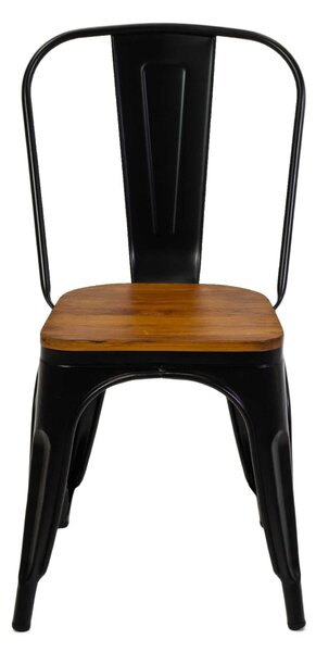Sedia New Bristol 43x43xh45/84 cm in Ferro Nero con seduta in Legno