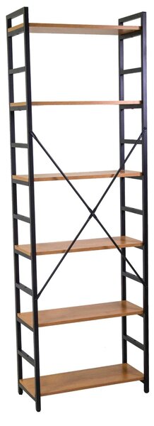 Libreria 6 ripiani 60x28xh184,5 cm in Metallo e Legno Achille Naturale