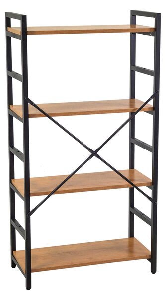 Libreria 4 ripiani 60x28xh117 cm in Metallo e Legno Achille Naturale
