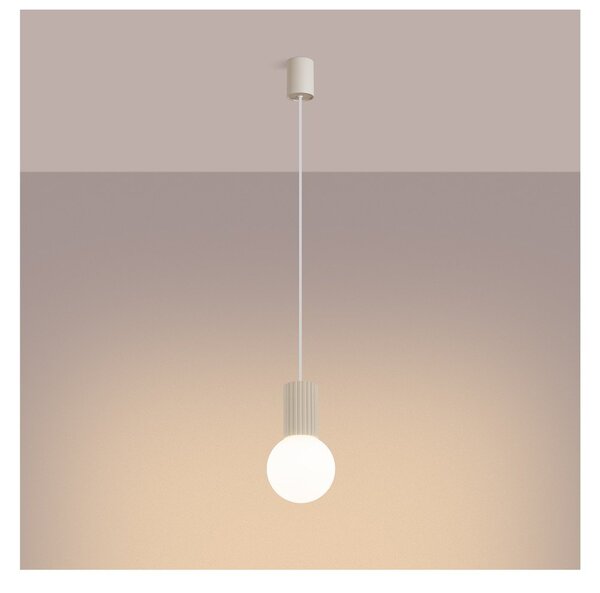 Lampadario color crema con paralume in vetro ø 12 cm Orbital – Sollux