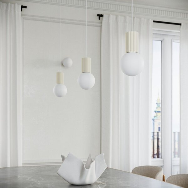 Lampadario color crema con paralume in vetro ø 12 cm Orbital – Sollux