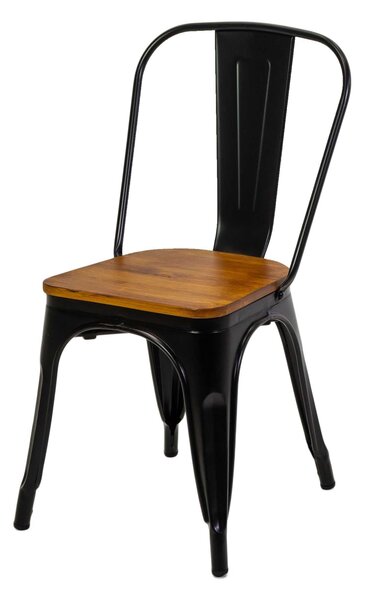 Sedia New Bristol 43x43xh45/84 cm in Ferro Nero con seduta in Legno