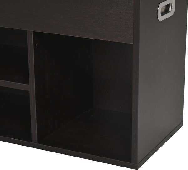 DecHome Panca Scarpiera 3 Ripiani 1 Vano superiore a Scomparsa Dimensioni 80x30x45 cm colore Noce Scuro/Nero