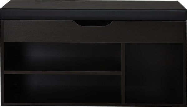 DecHome Panca Scarpiera 3 Ripiani 1 Vano superiore a Scomparsa Dimensioni 80x30x45 cm colore Noce Scuro/Nero