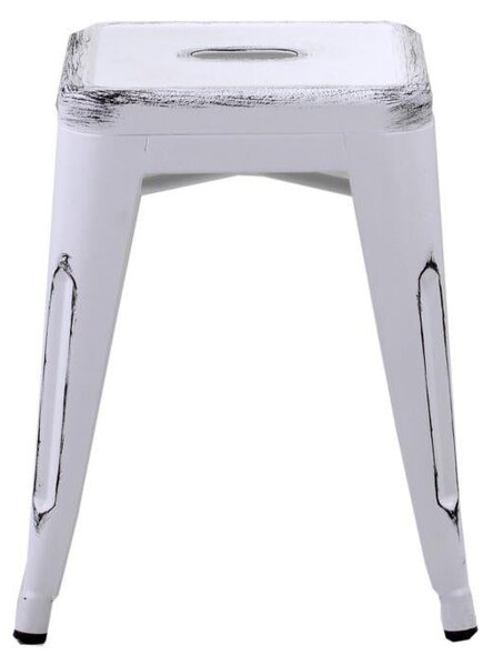 Sgabello Bristol 39x39xh45 cm in Ferro Bianco Antico