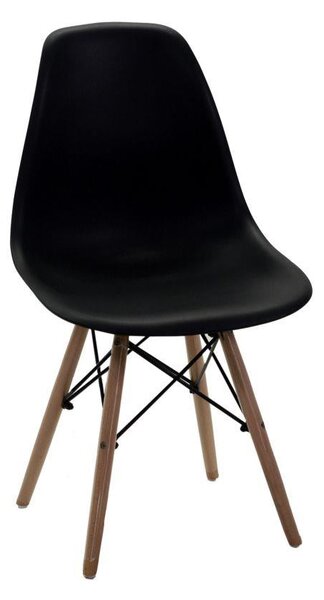 Sedia 51x46xh42,5/82 cm in Resina con Gambe in Legno di Faggio Nera