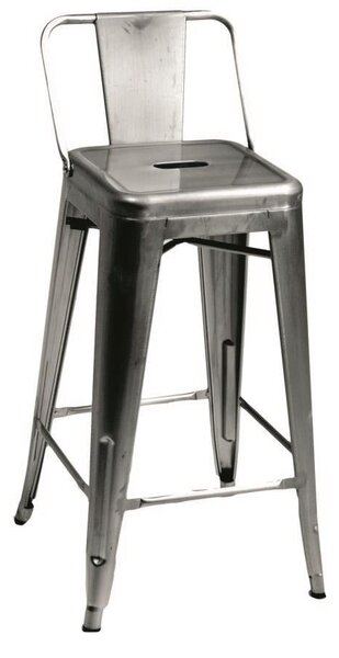 Sgabello Bristol 41x41xh66/87 cm con Schienale in Ferro Galvanizzato