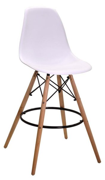 Sgabello Bar 54x54xh108 cm in Resina Gambe in Legno Bianco