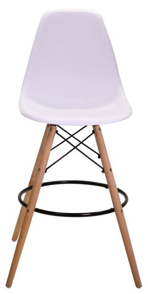 Sgabello Bar 54x54xh108 cm in Resina Gambe in Legno Bianco