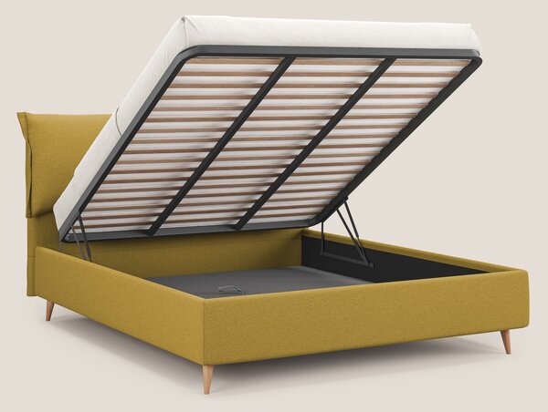 Elettra letto contenitore imbottito e sfoderabile con cuscini testata