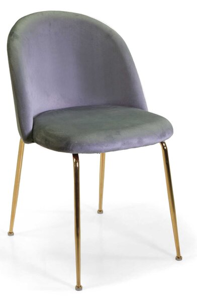 Sedia Sammi 50x57xh47/77,5 cm in Tessuto Velluto Grigio/Oro