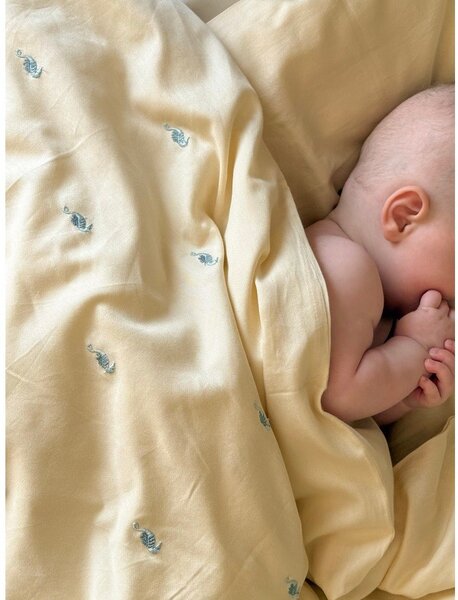 Set copripiumino e federa da bambini giallo chiaro in cotone organico per culla 70x100 cm Sea Garden – Cam Cam Copenhagen