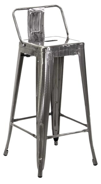 Sgabello con Schienale New Bristol 42x42xh77/94 cm in Ferro Galvanizzato con seduta in Legno