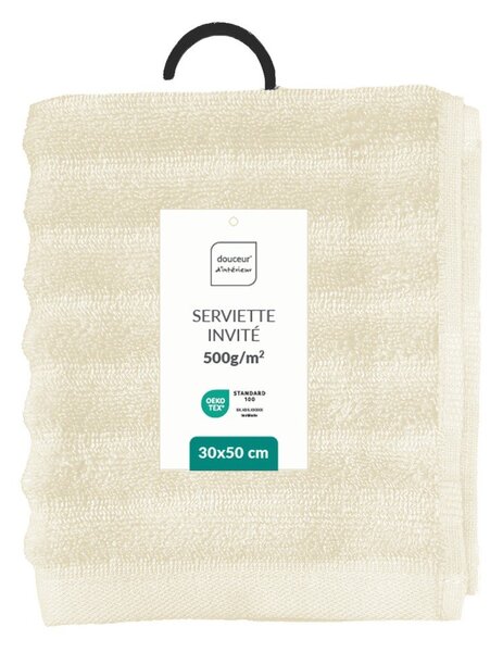 Asciugamano tipo terry color crema in cotone 30x50 cm Maya – douceur d'intérieur
