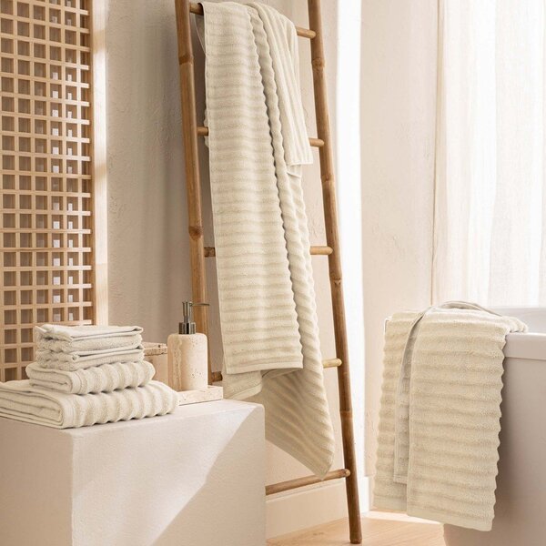 Asciugamano tipo terry color crema in cotone 30x50 cm Maya – douceur d'intérieur