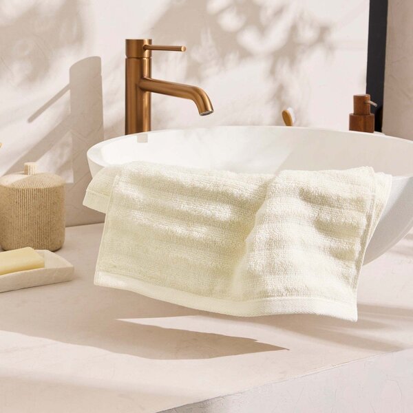 Asciugamano tipo terry color crema in cotone 30x50 cm Maya – douceur d'intérieur