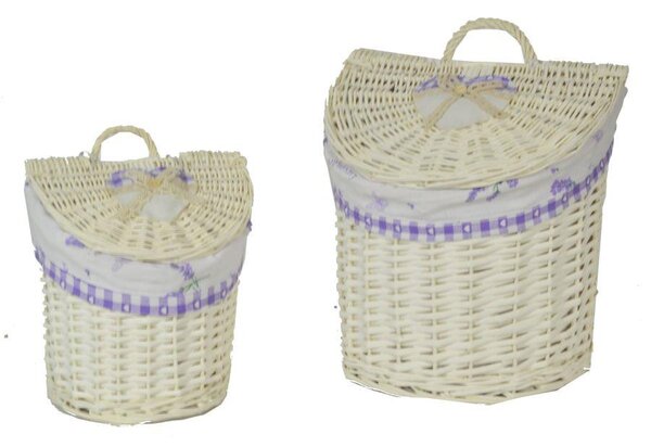 Set 2 Ceste Pensile Lavanda Mezzaluna in Vimini Naturale