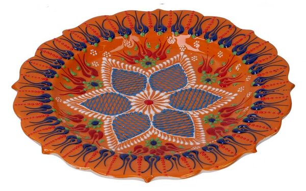 Piatto Decorativo Ø25xh3 cm in Ceramica Arancione