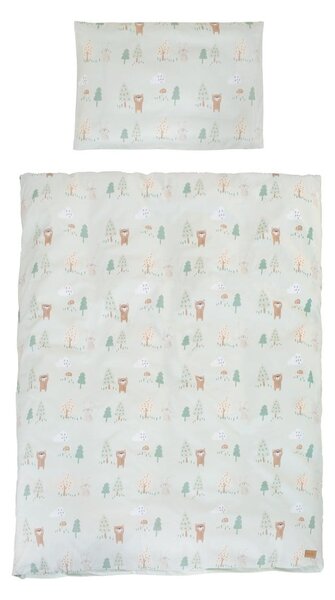 Set copripiumino e federa da bambini verde chiaro in cotone per culla 100x135 cm Woodland Buddies – Roba