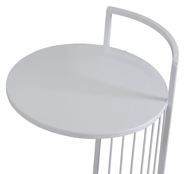 Tavolino Rotondo Ø38xh54/65 cm in Metallo Bianco