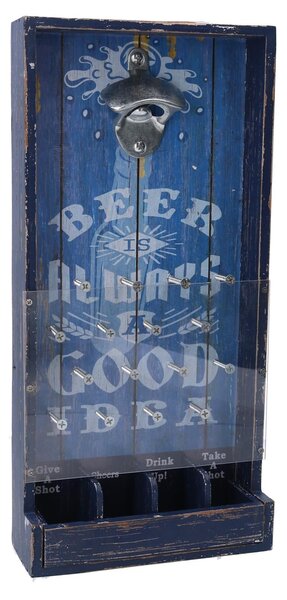 Apribottiglie Rettangolare 19x38,5x7,5 cm in Legno Blu