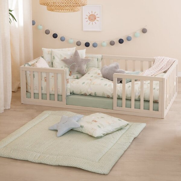 Set copripiumino e federa da bambini verde chiaro in cotone per culla 100x135 cm Woodland Buddies – Roba