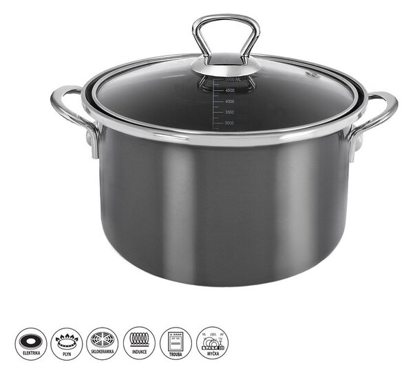 Pentola in smalto con coperchio incluso 5 l Metalic – Orion
