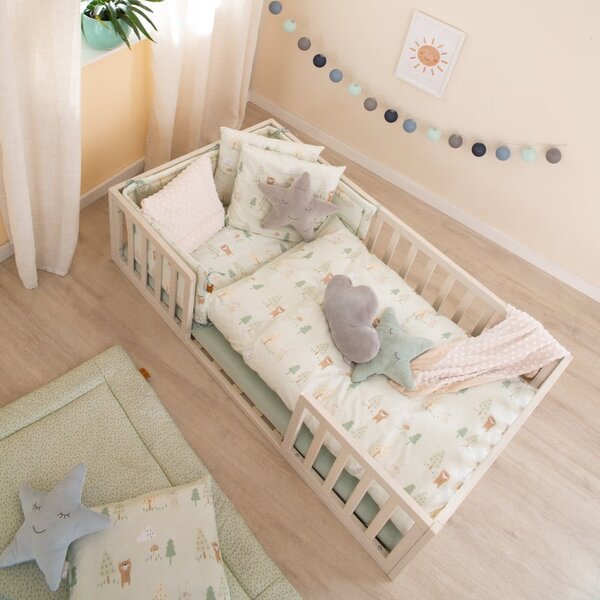 Set copripiumino e federa da bambini verde chiaro in cotone per culla 100x135 cm Woodland Buddies – Roba