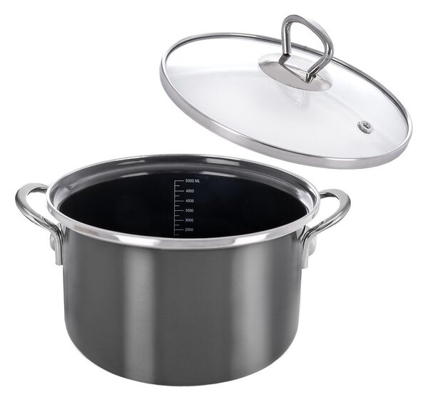 Pentola in smalto con coperchio incluso 5 l Metalic – Orion