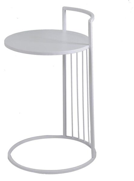 Tavolino Rotondo Ø38xh54/65 cm in Metallo Bianco