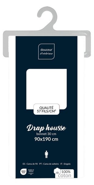 Lenzuolo con angoli bianco in cotone 90x190 cm Lina – douceur d'intérieur