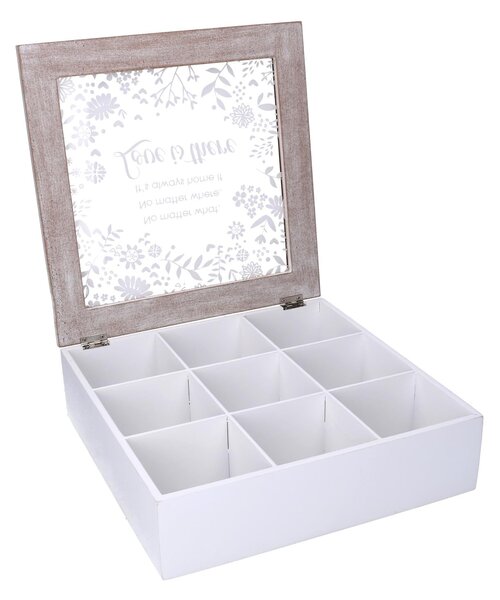 Scatola Porta The e Tisane 9 Posti 26x26xh7,5 cm in Legno Beige