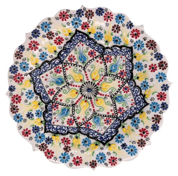 Piatto Decorativo Ø30xh3 cm in Ceramica Bianco