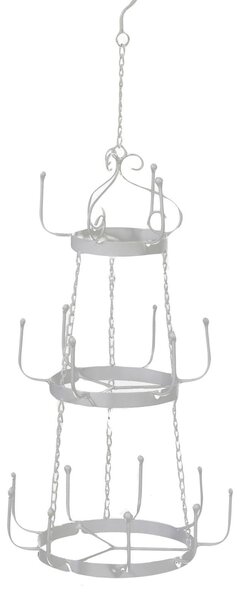 Portatazze da Soffitto 3 Piani Ø30xh74,5 cm in Ferro Bianco