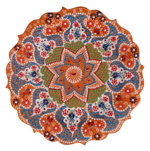 Piatto Decorativo Ø30xh3 cm in Ceramica Arancione