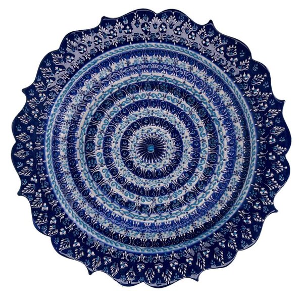 Piatto Decorativo Ø30xh3 cm in Ceramica Blu