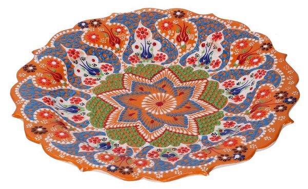 Piatto Decorativo Ø30xh3 cm in Ceramica Arancione