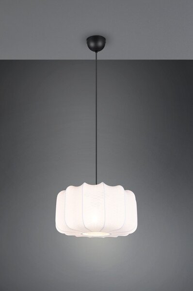 Lampadario bianco in metallo con paralume in tessuto ø 40 cm Madleine – Reality