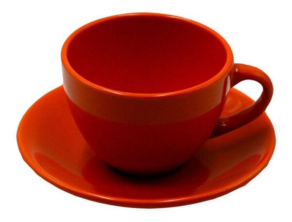 Set 6 Tazze da The con Piattino Ø9,5xh7 cm in Gres Porcellanato Romeo Arancione