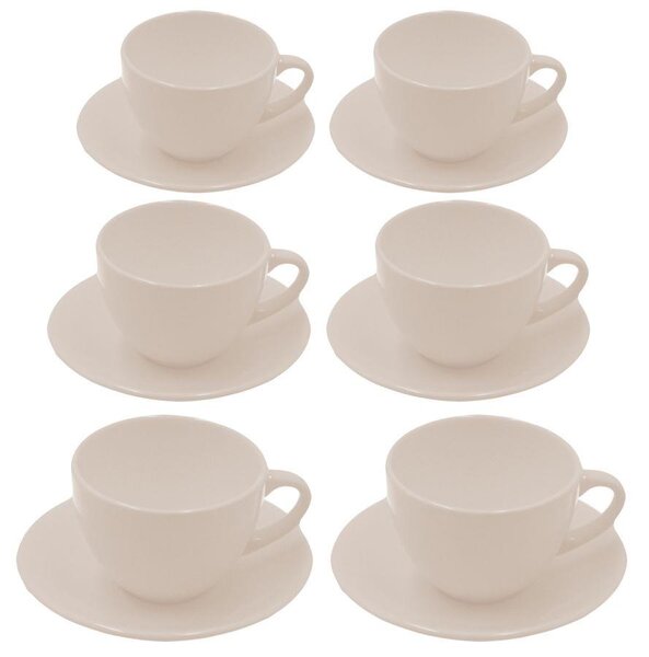 Set 6 Tazzine da Caffè con Piattino 8x7xh5 cm in Gres Porcellanato Romeo Crema