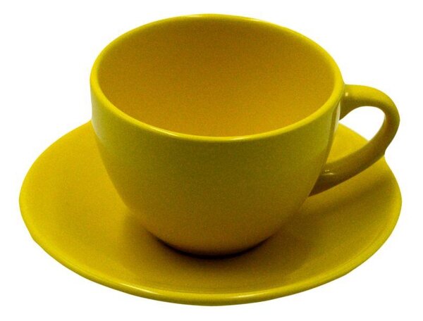 Set 6 Tazze da The con Piattino Ø9,5xh7 cm in Gres Porcellanato Romeo Giallo