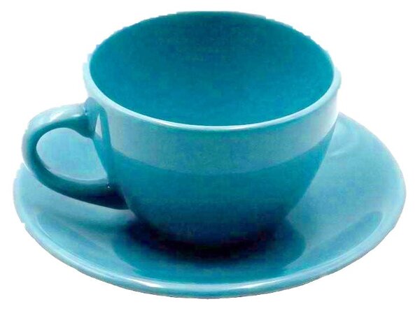 Set 6 Tazze da The con Piattino Ø9,5xh7 cm in Gres Porcellanato Romeo Turchese