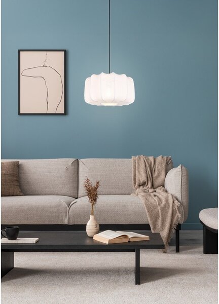 Lampadario bianco in metallo con paralume in tessuto ø 40 cm Madleine – Reality