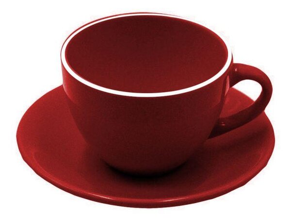 Set 6 Tazzine da Caffè con Piattino 8x5xh6,5 cm in Gres Porcellanato Otello Rosso