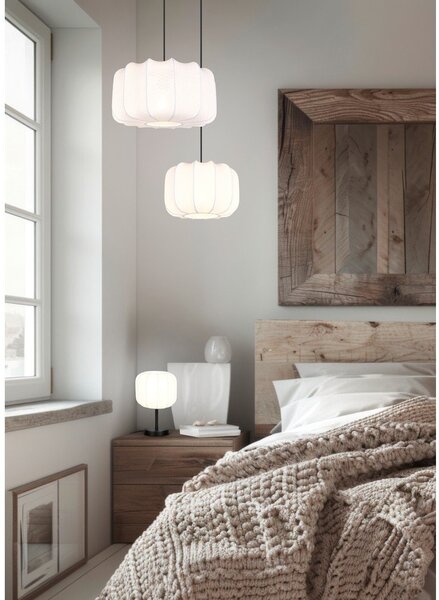 Lampadario bianco in metallo con paralume in tessuto ø 40 cm Madleine – Reality