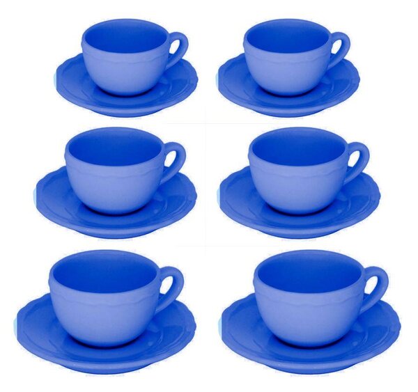 Set 6 Tazzine da Caffè con Piattino Ø7,5xh5 cm in Gres Porcellanato Juliet Blu